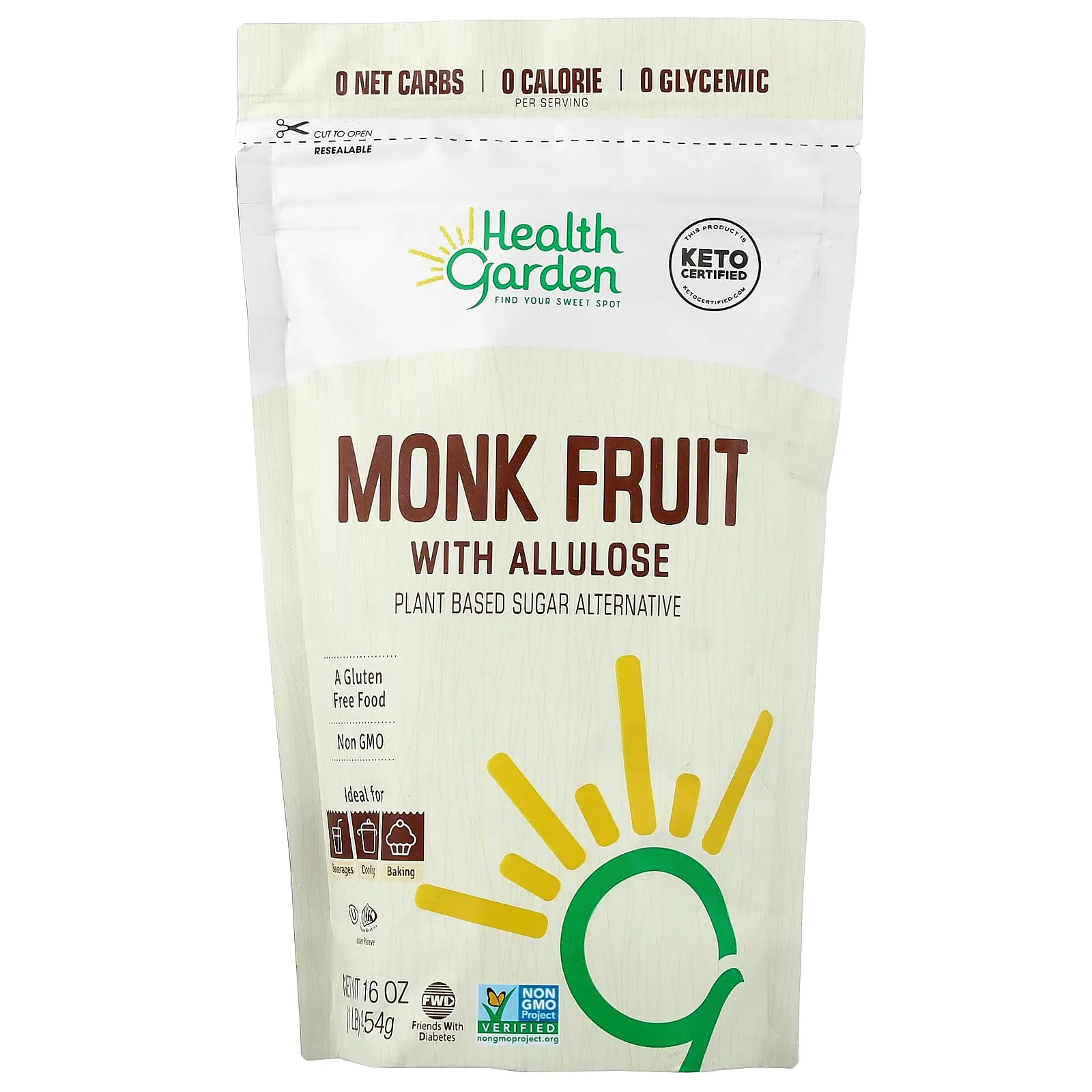 Health Garden Monk Fruit with Allulose, 16 oz (454 g)