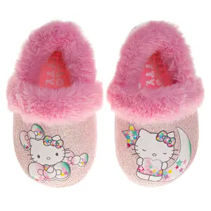 Josmo Hello Kitty slippers Girls - Kitty White indoor cute house shoes plush fuzzy shoes Cat slippers (toddler)