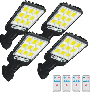 Remote Control Solar Wall Lights 4-Pack - 120 LED with Motion Sensor, 3 Lighting Modes for Deck, Patio, Outdoor Walls