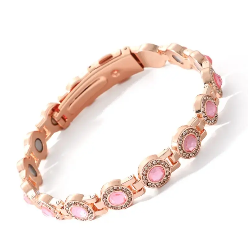 Opalux  Magnetic Copper Bracelet for Women-Adjustable Length with Secure Clasp ,Health Energy Bracelet with Strong Magnets-Premium Multi-Facet Crystal Inlays Fashionable Jewelry Gift