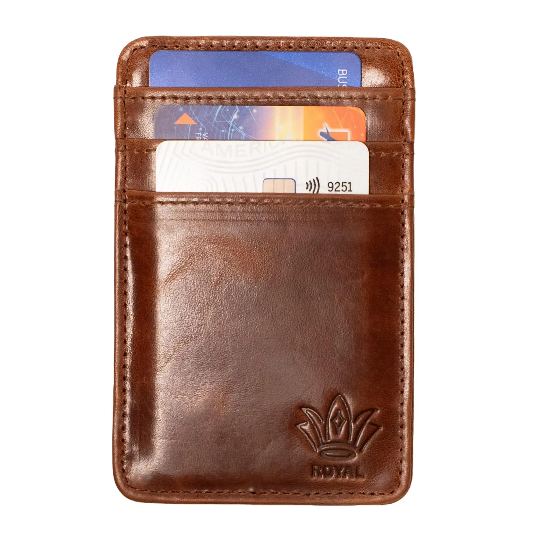 ROYAL Men's Leather Wallet - Durable Machine-Stitched Slim Men's Accessory, Work Organizer for Cash & Credit Cards, Leather Card Holder, Mens Gift, Credit Card Holder