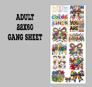 Faux Autism Adult DTF Transfer Gang Sheet | Ready to Press Tshirt Transfers