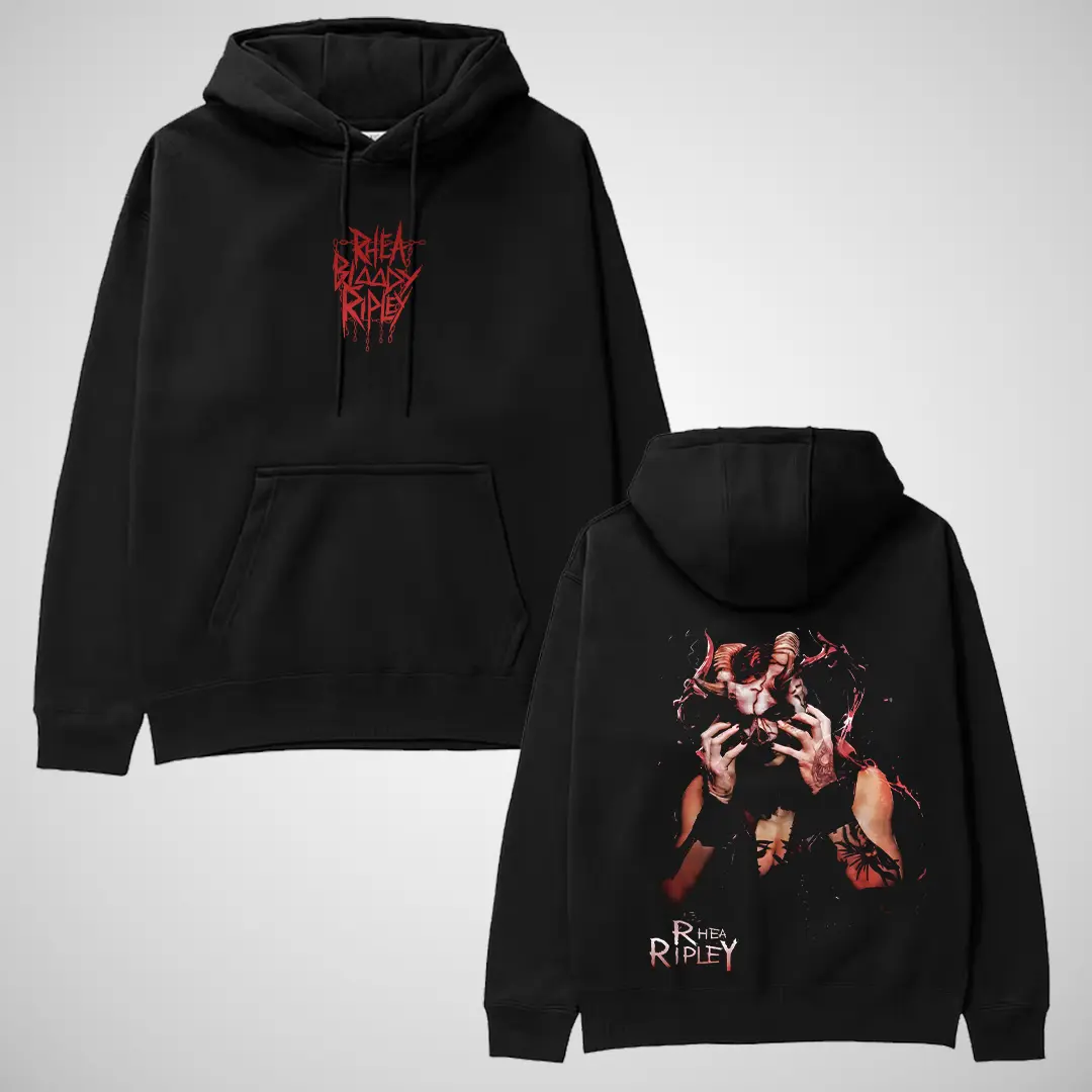 Men's Rhea Bloody Ripley Cotton Pullover Hoodie - Vintage Long Sleeve Sweatshirt with Bold Rhea Ripley Graphic, WWE Apparel, Wrestling Merch, Casual Streetwear Gift
