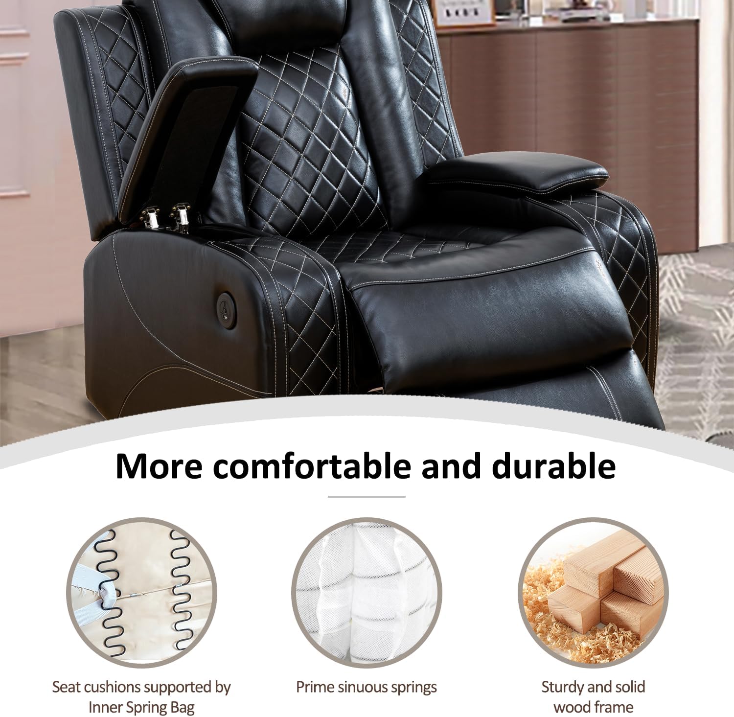 Luxury electric sofa combination with LED lights, lounge chair with pull-down table/sofa with storage desk/single chair for living room furniture ﻿