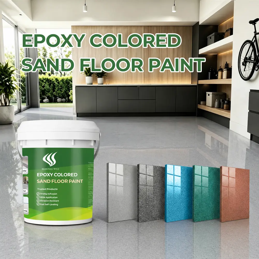 Epoxy Colored Sand Floor Coating Kit, Decorative Stone Finish Floor Paint for Concrete & Tile, Waterproof Seamless Floor Coating, Wear-Resistant DIY Garage Floor Paint, Non-Slip Indoor & Outdoor Flooring for Garage,, Basement, Workshop & Home Renovation