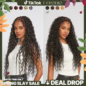 Frodio Veralux™ Fiber Full Lace Boho Curl & Water Wave Synthetic Box Braided Wigs Frodio Veralux™ Fiber Full Lace Boho Curl & Water Wave Synthetic Box Braided Wigs