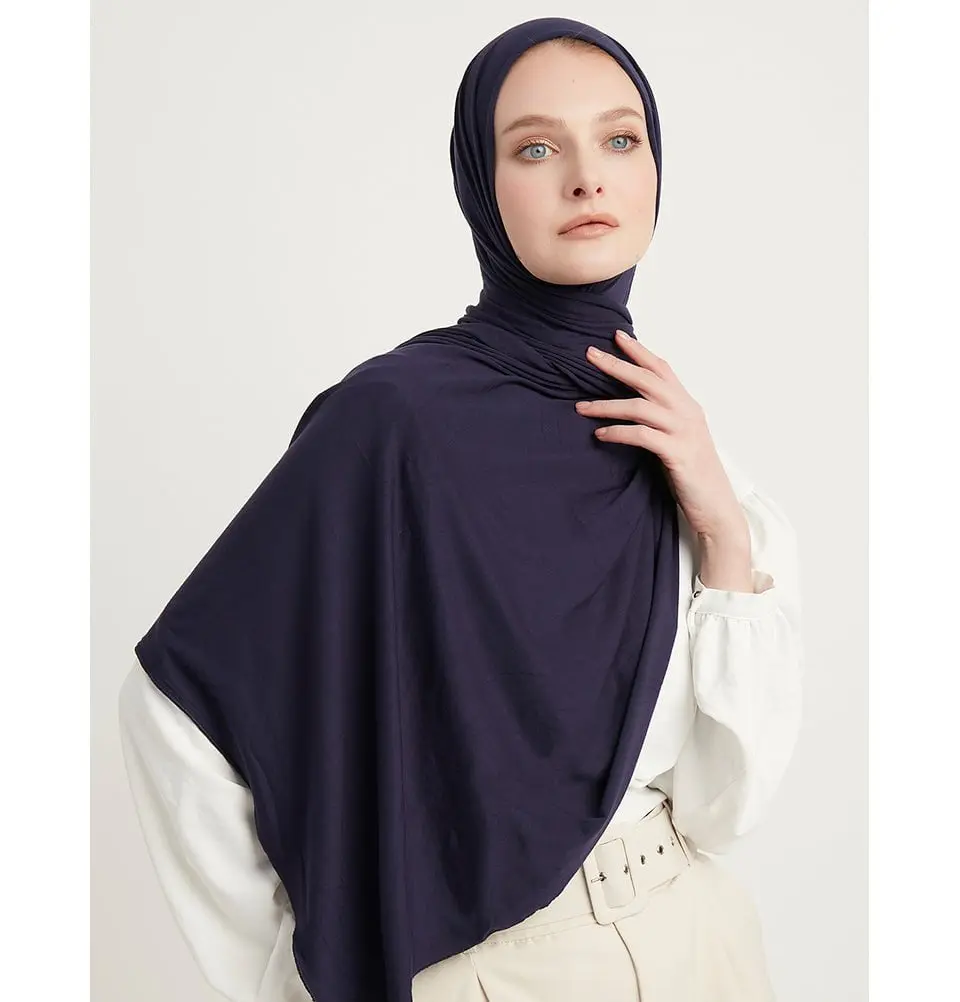 Modefa Premium Jersey Hijab Shawl - Navy Blue
