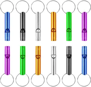 12 pcs Emergency Whistle with Key Chain, Aluminum Extra Loud Safety Survival Whistle Keychain for Outdoor Sports Camping Hiking Boating Hunting,