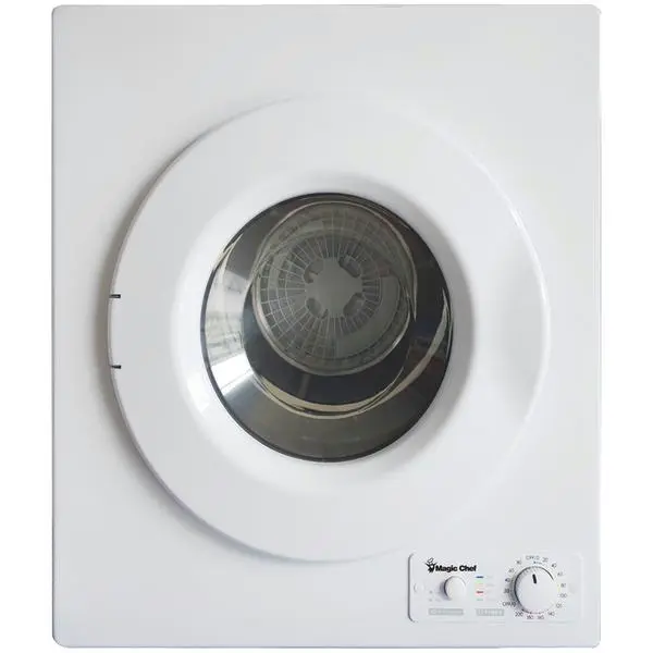 Magic Chef 2.6 Cu. Ft. Compact Portable Dryer - Stainless Steel Drum, Timer Control, PTC Heating Element, Wall Mountable, 110V, White, 23.60in x 17.10in x 27.50in (Cycling & Outdoor Leisure Use)