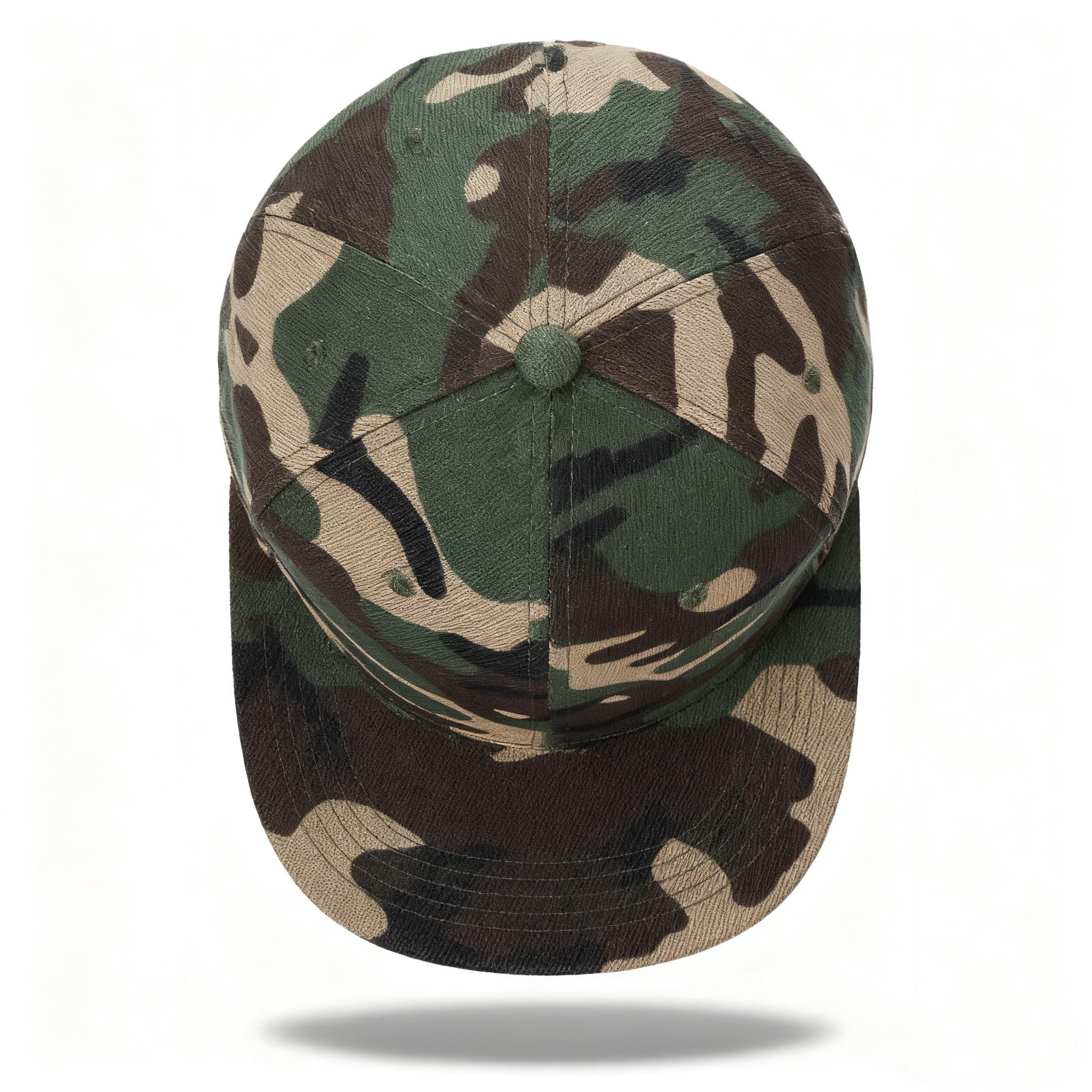 casual Camo Pattern Flat Bill Baseball Hat with Adjustable Strap for Custom Fit Trendy Plain Design Durable for Daily & Outdoor Wear trucker hat