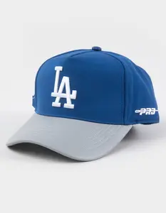 PRO STANDARD  Mens Los Angeles Dodgers City Ransom Leather Pinch Front Strapback Hat, Blue Combo