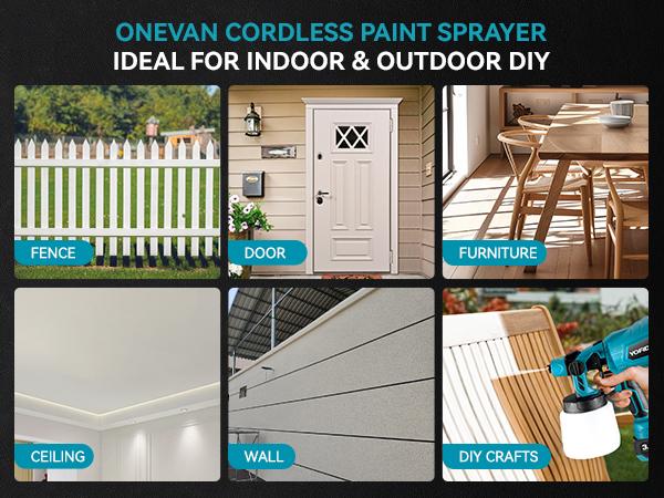 YOFIDRA Cordless Paint Sprayer 1000ml with 21V 2x3.0Ah Batteries for Furniture & House Painting Lightweight Design & Easy Storage tools Rechargeable