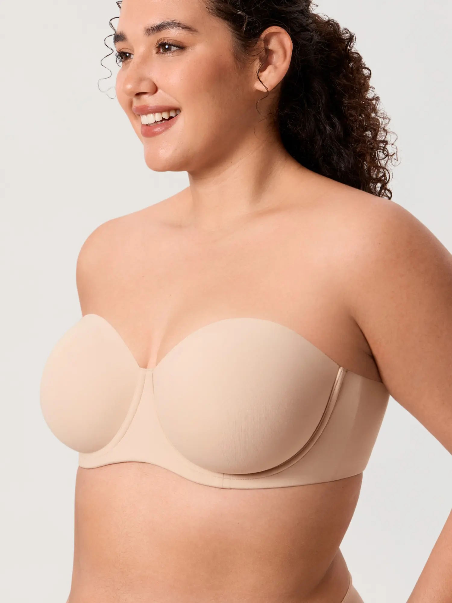 DELIMIRA Women's Inbarely Lift Strapless Bra Plus Size Full Coverage Unlined Underwire Seamless Bras
