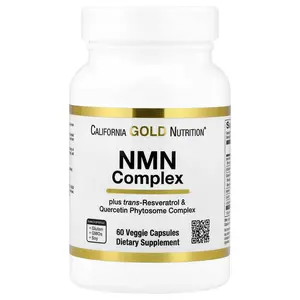 California Gold Nutrition NMN Complex with trans-Resveratrol, Quercetin Phytosome Complex, Apigenin, and Luteolin, 60 Veggie Capsules