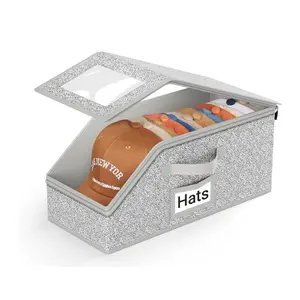 Stackable Baseball Cap Storage Box, Holds Up to 24 Hats – Durable Foldable Cardboard Organizer, Large Capacity Hat & Toy Storage Solution, Versatile Home & Bedroom Organizer, Dustproof, Space Saving