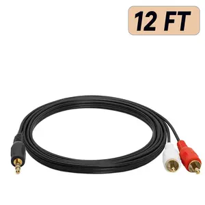 3.5mm to RCA Cable 2RCA to AUX Cord 2-RCA to 3.5mm Adapter Stereo Audio Y-Cable 12 Feet 726-AB High-Quality Audio Connection, Accessories, Compatibility,summervibes