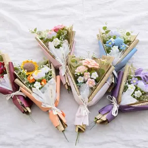 Crochet Bouquet Roses: Knitted Floral Arrangement Valentines Gift Wedding and Home Decor Forever Flowers