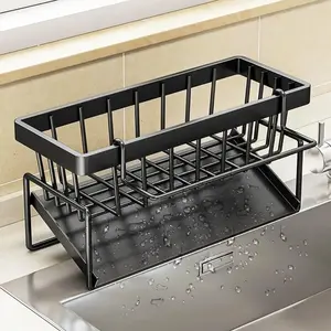 Multifunctional Kitchen Storage Organizer, Sink Drying Rack, Stainless Metal Sponge Drain Holder, Kitchen Accessories Gadgets Hollow