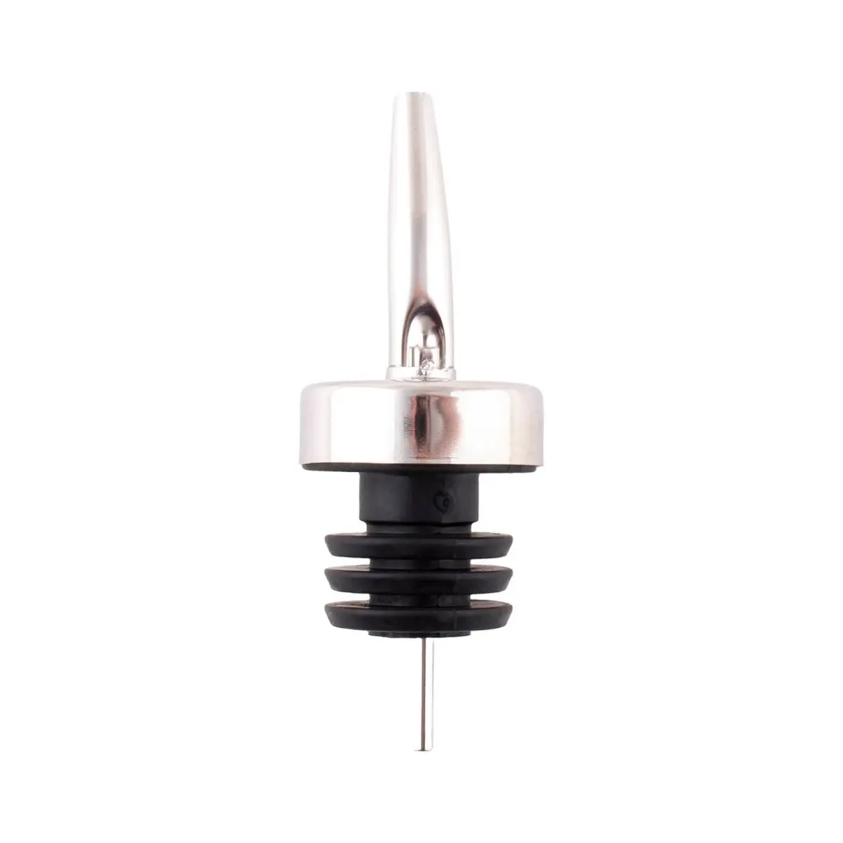 BarConic® 4 in Corrosion-Resistant Stainless Steel Tapered Shape Liquor Pourer - Wide Rubber Cork, Smooth Pouring Free-Flow Speed Tool for Bartending, Essential Bar & Kitchen Utensil