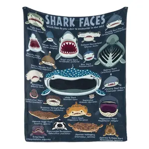 Shark Pattern FlannelBlanket,Soft Blanket Cute a Gift Blanket for Family And Friends, Perfect for Napping,Covering Up, Sofa Use, Camping, And Travel - a Versatile Blanket