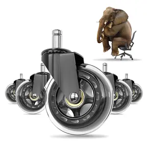 Simple Trending Office Chair Wheels, Set of 5 Rubber Casters Replacement, 3 Inch Heavy-Duty Gaming Desk Caster Wheel for Carpet and Hardwood Floors