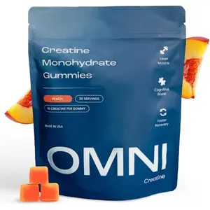 Creatine Monohydrate Gummies - Supports Muscle Growth, Recovery & Brain Function - Convenient & Easy to Take - Great Tasting Peach Flavor - 1g per Gummy, Low Sugar - 90 Count (Peach)