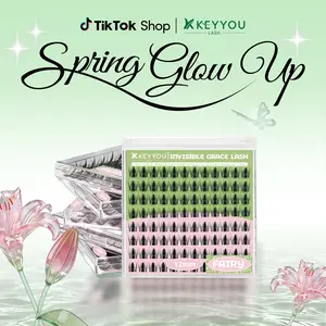 KEYYOU Fairy Single Length DlY Lash Cluster Invsible Band Natural 10mm 12mm 14mm 16mm Waterproof Long-Lasting Eyelashes Extensions  D Curl Easy to Use for Beginners Feline lash look Medusa Lash handmade lash TikTok Shop SpringGlowUp
