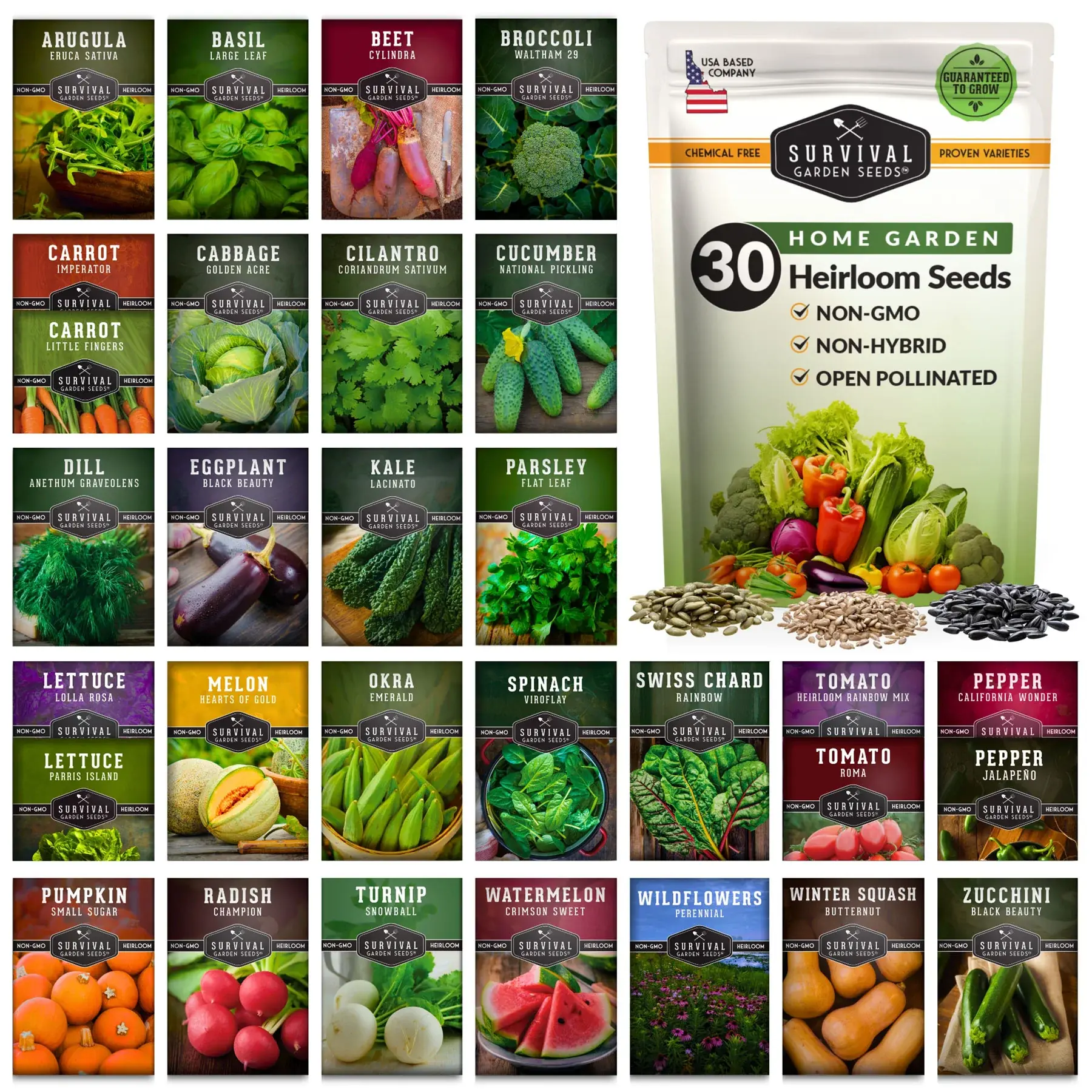 Home Garden -  30 Pack of Vegetables & Herb Seeds