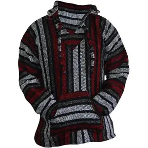 Baja Hoodie Hippie Surf Poncho Sweater Sweatshirt Pullover Jerga joke  clothing Tops Casual Menswear Man