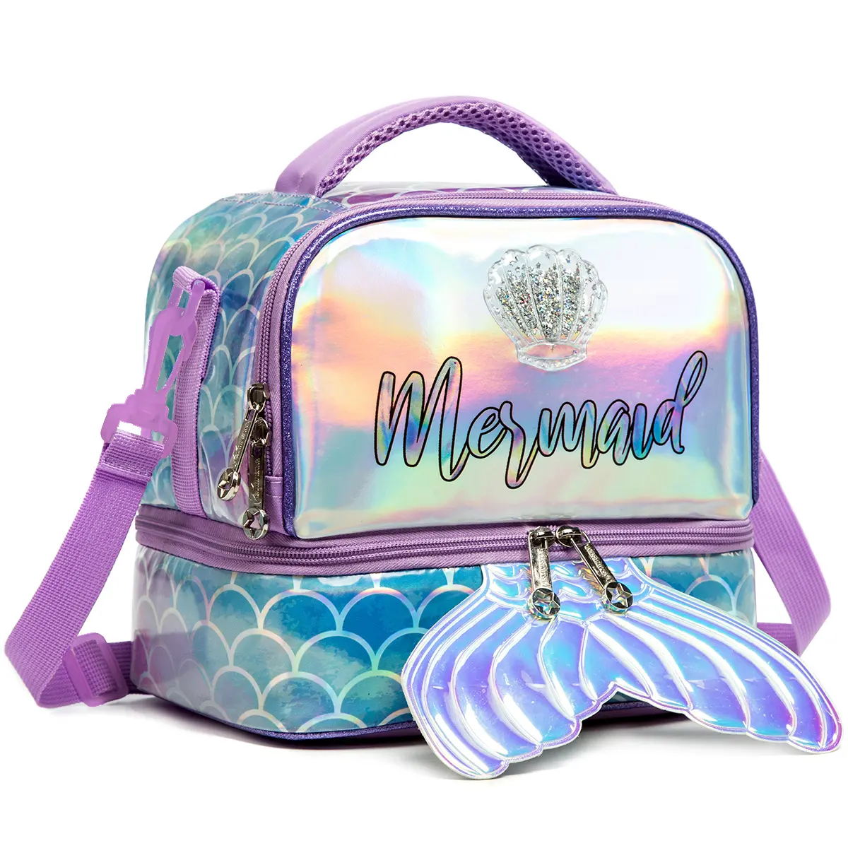 Kids Double-Insulated Lunch Bag Mermaid-designed bento lunch bag Suitable for schools, picnics, camping, students, and kitchens; a must-have for back-to-school-Lunch box not included