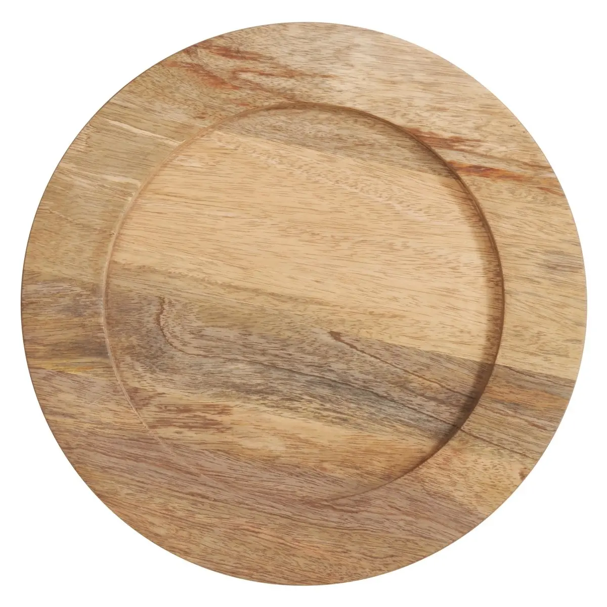 Saro Lifestyle CH239.N13R 13 in. Round Solid Natural Rustic Wooden Service Plates - Set of 4, Farmhouse Tableware for Table Setting, Round Plates
