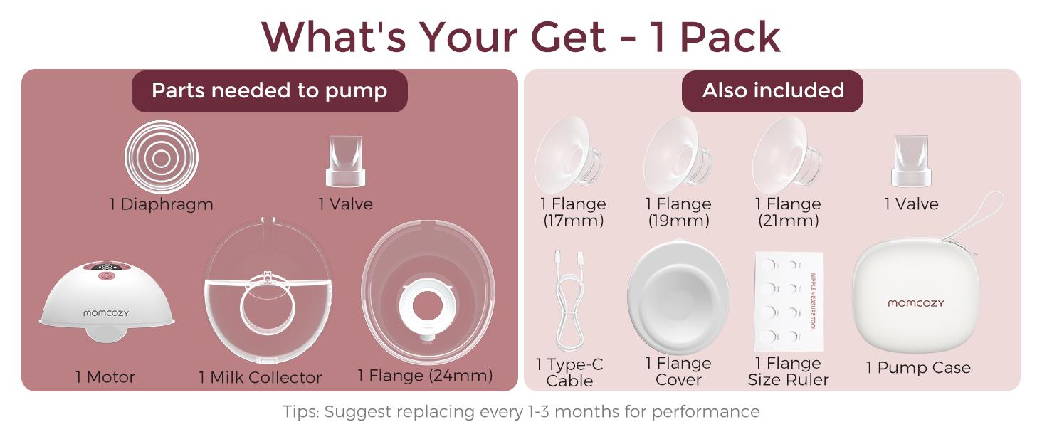 【Classic Edition】Momcozy  Breast Pump Hands Free M5, Wearable Breast Pump of Baby Mouth Double-Sealed Flange with 3 Modes & 9 Levels, Electric Breast Pump Portable - 24mm,A