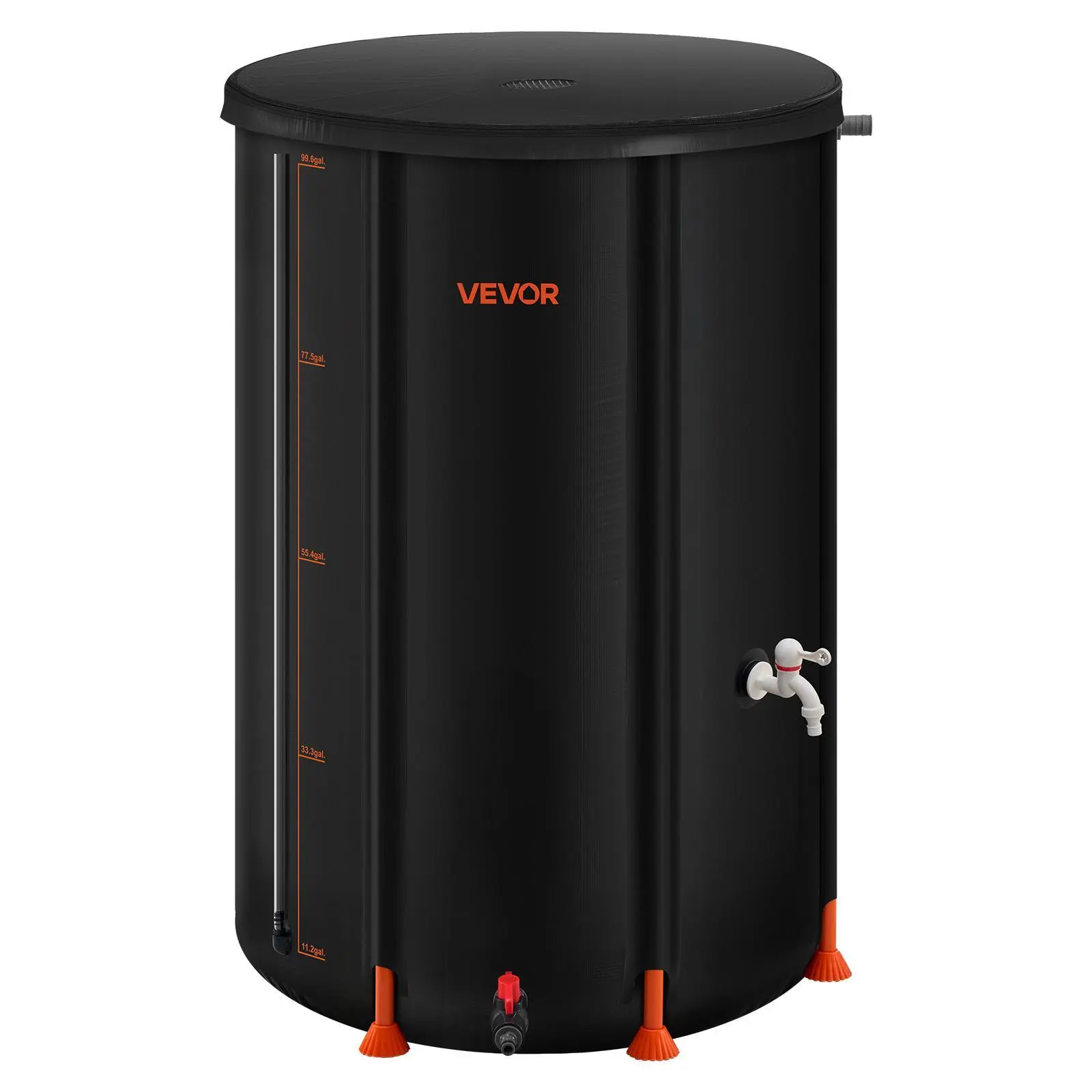 【SummerFinds】VEVOR Collapsible Rain Barrel,  , 100 Gallon Portable Rain Water Collection Barrel, 1000D PVC Rainwater Collection System, Garden Water Catcher Tank Storage Container with Spigot & Overflow Kit, Black
