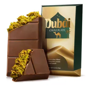 Dubai Chocolate Bar Pistachio Deluxe – 3.35 oz Milk Chocolate Bar with Pistachio & Kataifi Filling – Inspired by Dubai’s Iconic Knafeh Dessert – Gourmet Middle Eastern Treat