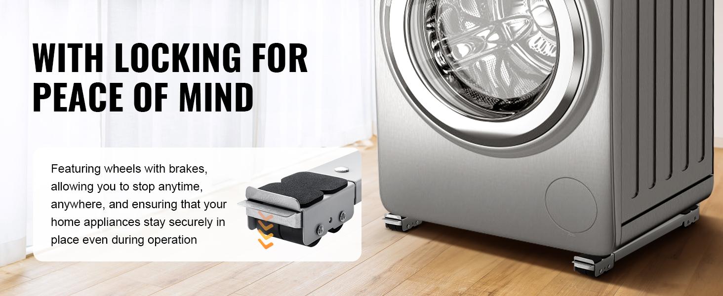 VEVOR Heavy Duty Furniture Appliances Rollers, TikTokShopBlackFriday, 660 lbs Total Load, Extendable Appliance Rollers Mobile Washing Machine Base, Fridge Stand Dolly Movers for Refrigerators, Dryers, Dishwashers, White VEVOR Heavy Duty Furniture Appliances Rollers, TikTokShopBlackFriday, 660 lbs Total Load, Extendable Appliance Rollers Mobile Washing Machine Base, Fridge Stand Dolly Movers for Refrigerators, Dryers, Dishwashers, White