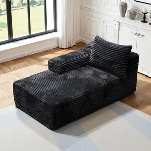 Extra-Large Boneless Cloud Chair Comfy Modern Foam Sofa Bed Modern minimalist black velvet lazy person’s sofa, modular design, no armrests, single-seat recliner.