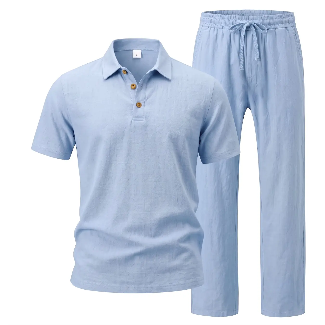 Men’s Linen Beach Two Piece Set, Casual Short Sleeve Button Down Shirt and Loose Long Pants Set, Lightweight Breathable Summer Outfit, Relaxed Fit Drawstring Loungewear for Vacation Travel Resort Daily Wear Comfortable Stylish