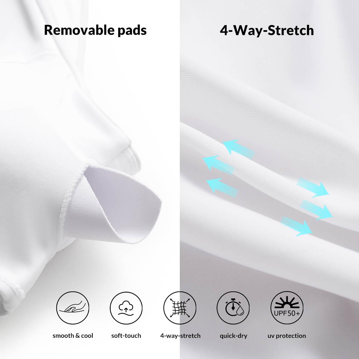 baleaf Women's Swim Bra Modest High Neck Bikini Tops Quick Dry UPF 50+Bathing Suit Sports Workout Removable Padded Beach Swimming Exercise Activewear