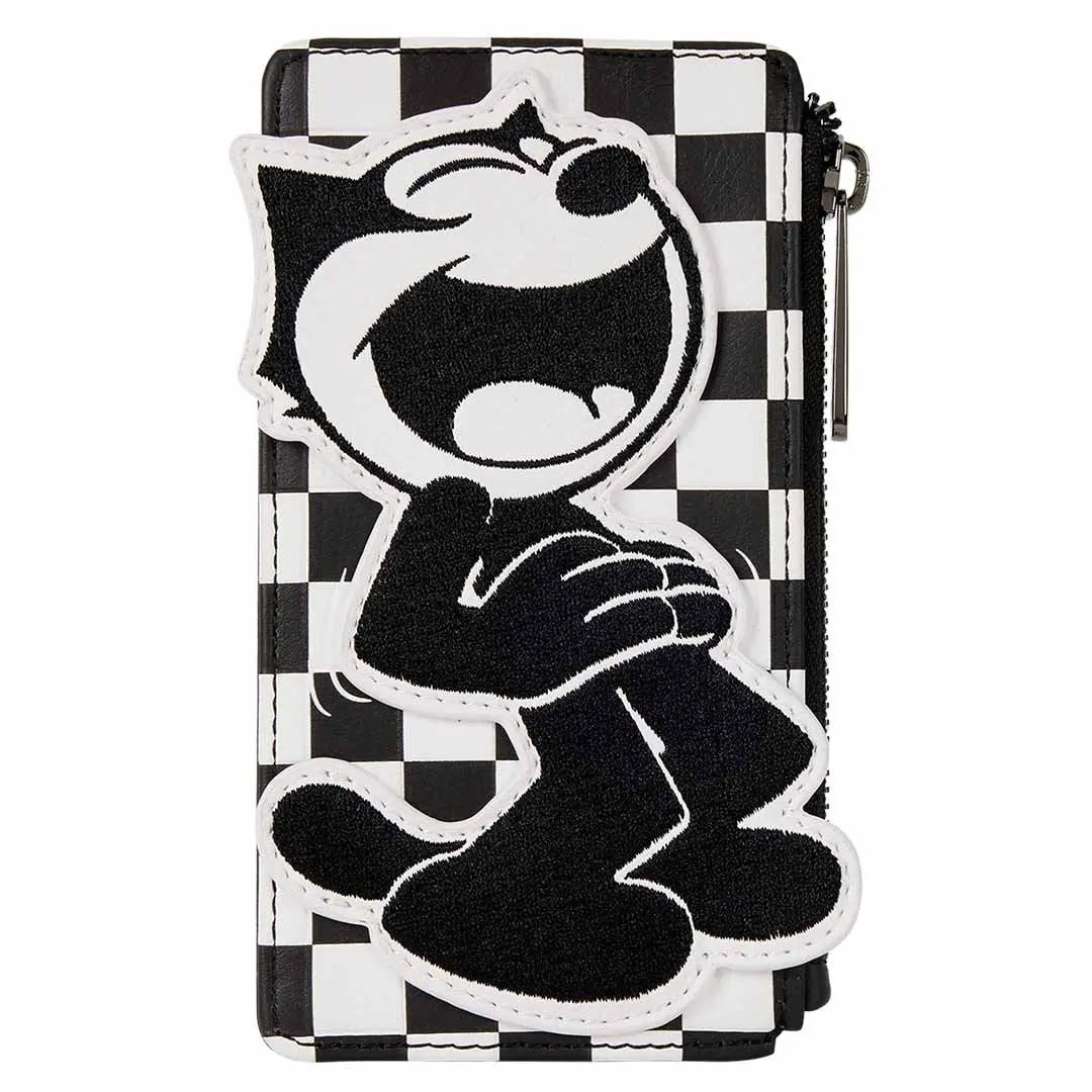Loungefly Universal Felix the Cat Large Card Holder, Casual Fold Wallet, Checkered Wallet, Faux Leather Style, Graphic Women's Wallets