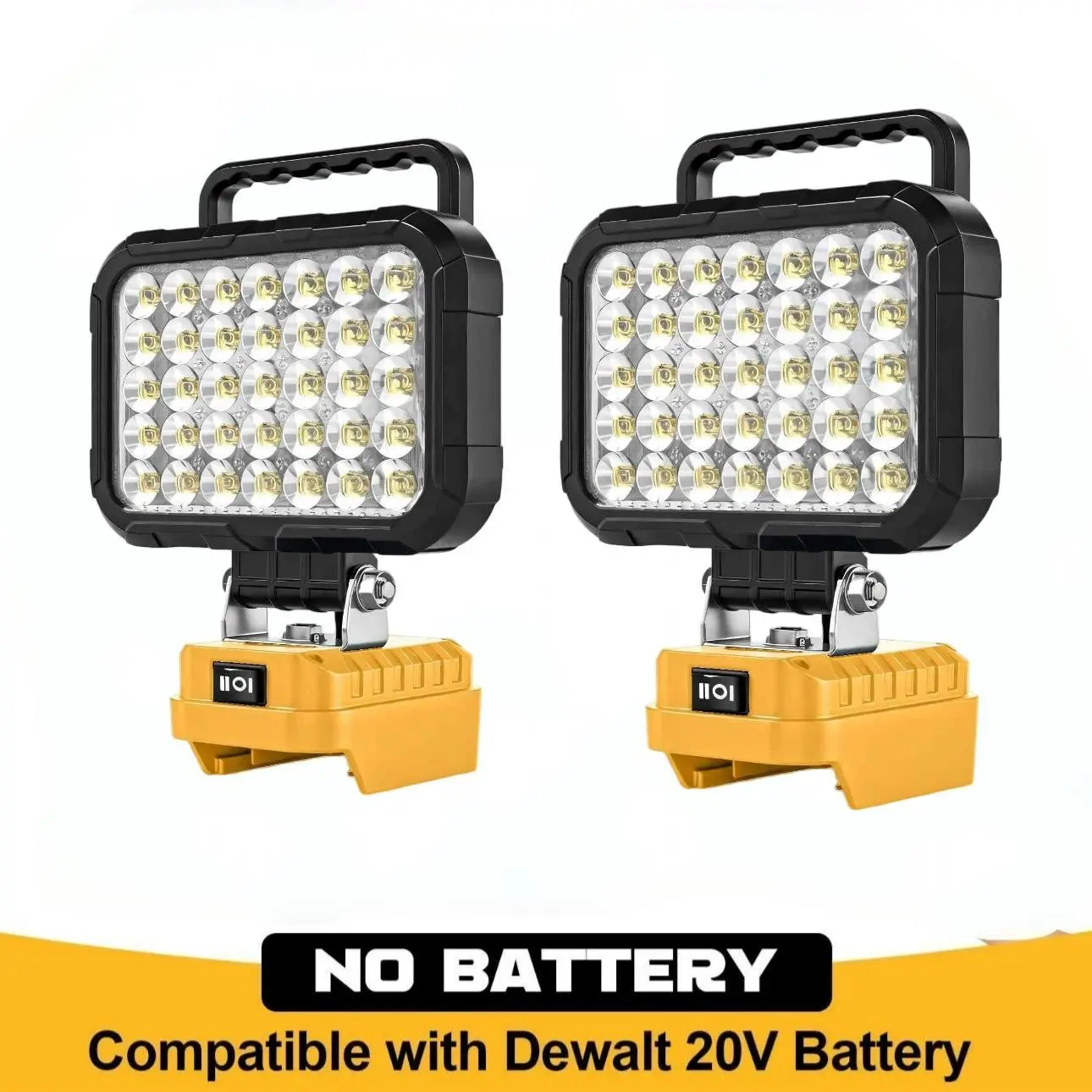 2 Pack 6000 Lumens High Lumen Brightness 35 LED Work Light, Compatible with Dewalt 20v Max Battery, Cordless Job Site Floodlight, Dual USB-A Charging Ports, Portable Working Lights
