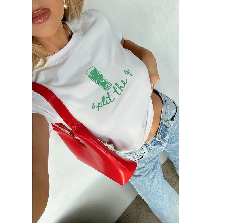 Split the G St Patrick's Day Baby Tee, Funny Beer Crawl Shirt, Y2K St Paddys Crop Top, Cute Lucky Girl Irish TShirt, Saint Pattys Parade