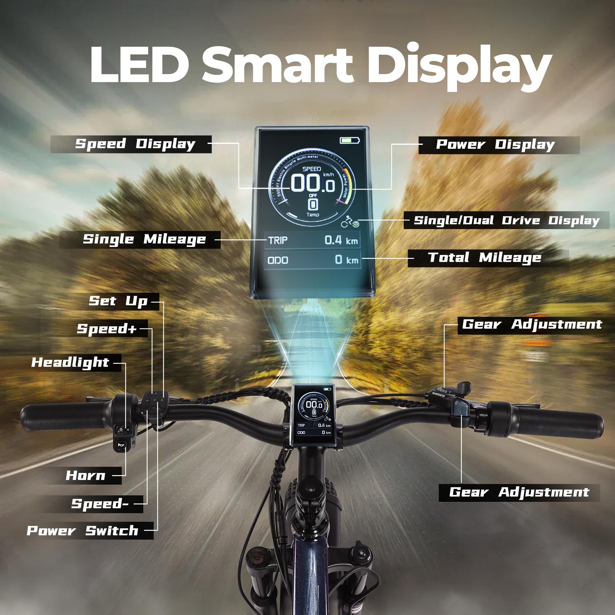 DRIFT.SLIDE 2000W peak power, front and rear dual motor electric bicycle, 40MPH electric light motorcycle, 48V 20.8 Ah UL 2849 detachable battery, 7-speed 26 inch all terrain inflatable tires, preferred for urban commuting and off-road driving
