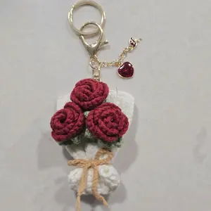 Handmade  mini Flower Bouquet Key Ring Space Gift with Various Flowers Unique and Thoughtful Present Option.