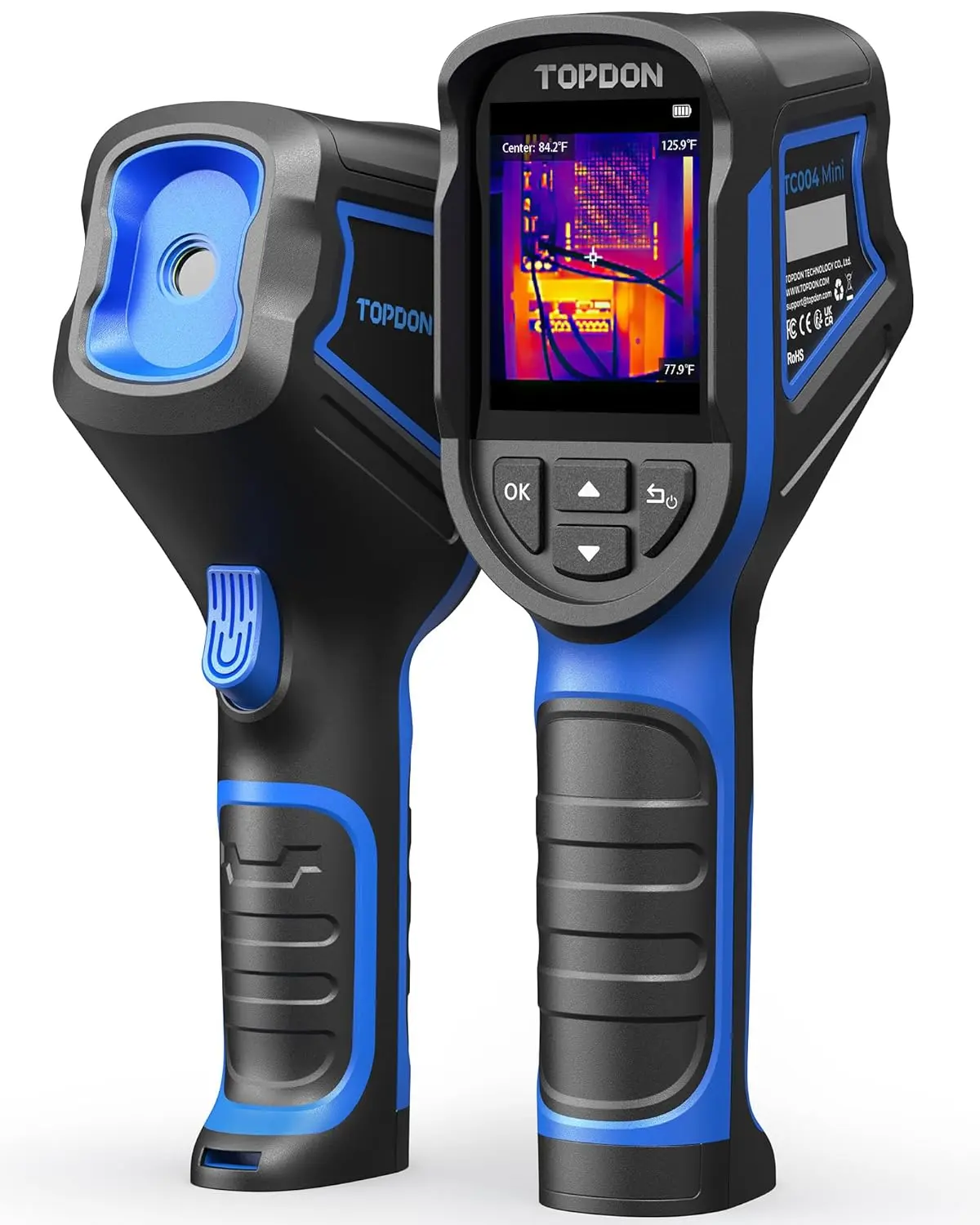 TOPDON TC004 Mini Thermal Camera, 15-Hour Battery, 240×240 TISR, 128×128 IR, -4°F~842°F, High/Low Temp Alerts, Handheld Infrared Imaging