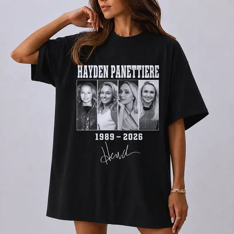 RIP Hayden Panettiere Tribute T-Shirt, In Loving Memory 1989 2026 Vintage Bootleg Graphic girl Tee, Heroes Claire Bennet Nashville Scream VI Fan Apparel, Classic Casual Menswear, Nostalgic Movie Actress Memorial Merchandise,