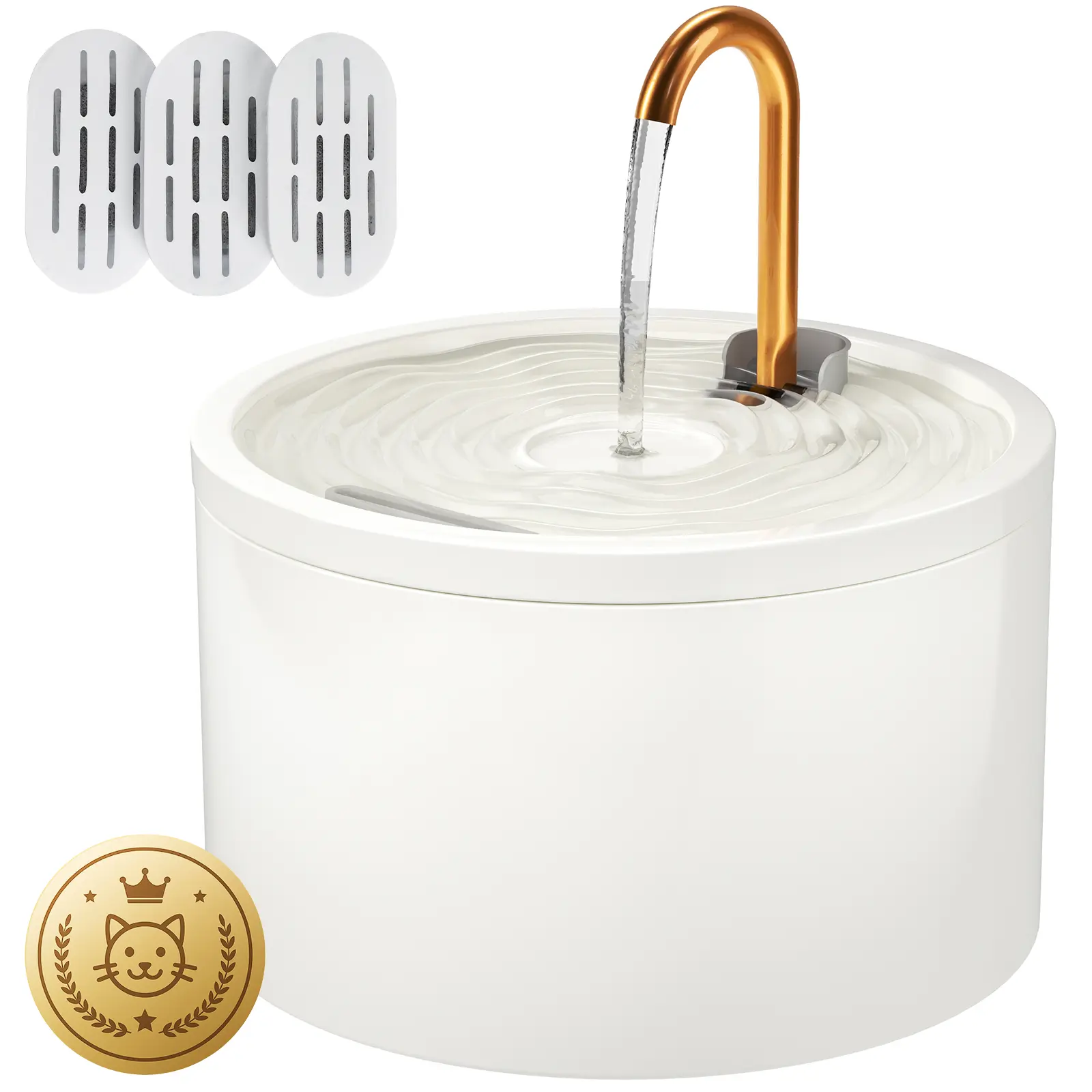 Deals For You MISFANS 2.1L Ceramic Cat Fountain Ultra-Quiet Easy-Clean Automatic Water Bowl Feeder with Dual Filtration System BPA-Free Natural Craftsmanship|Wired plug-in model