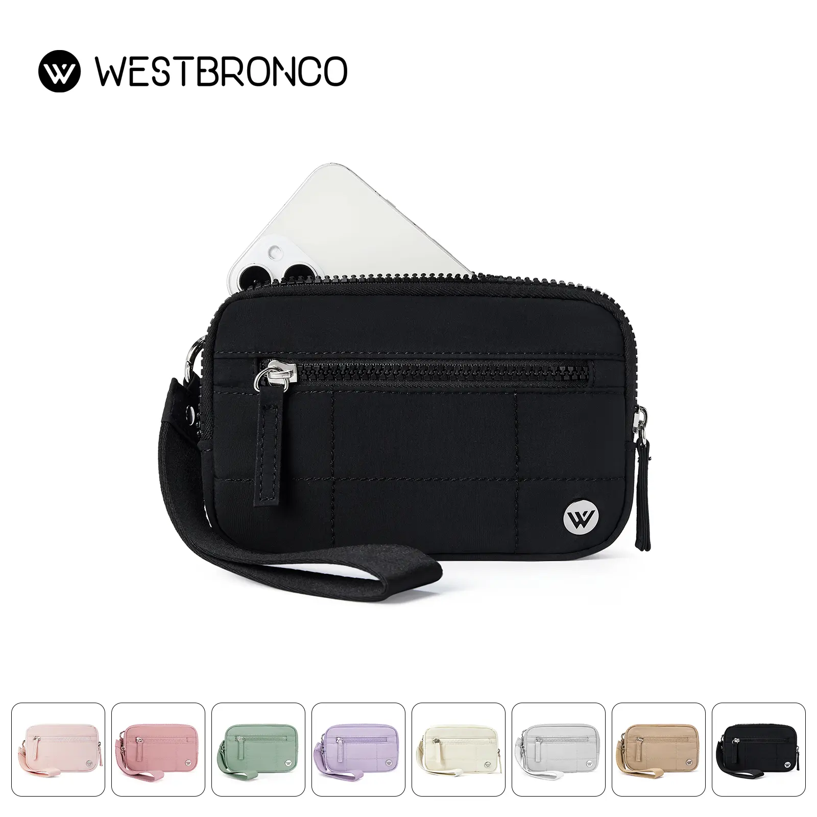 【limited stock】WESTBRONCO Puffer RFID Wristlet Wallets 2026 TRENDY wallet Bag for Women Nylon Quilted Handbag with Zipper, RFID Blocking Feature, fashion pouch winter trendy Casual Style, gift for her