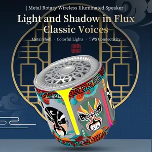 Cyboris T202 Portable Bluetooth Speaker with Chinese Peking Opera Design, 360° Rotating RGB Light, Wireless Mini Speaker for Home Office Travel Gift Smartphone Audio