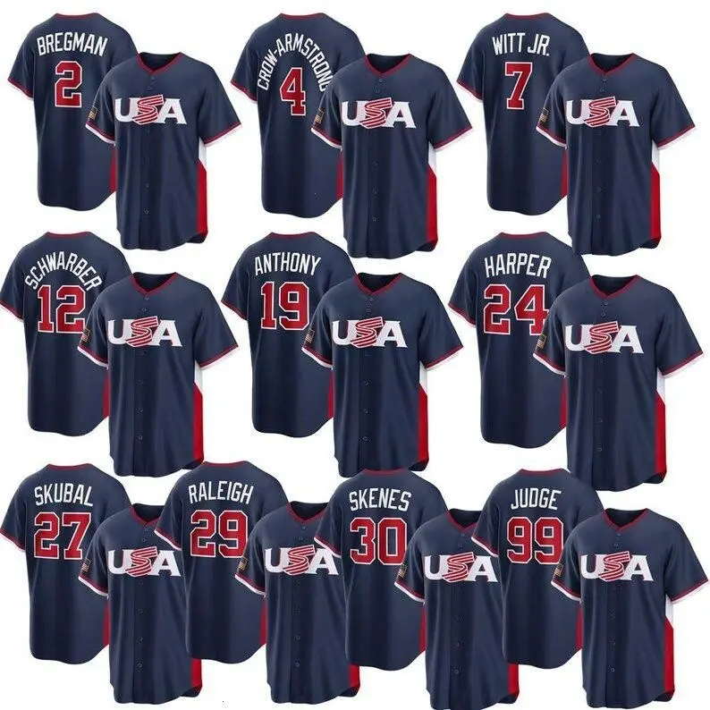 Men's/Youth Custom Professional Team USA Baseball 2026 World Baseball Jersey Navy