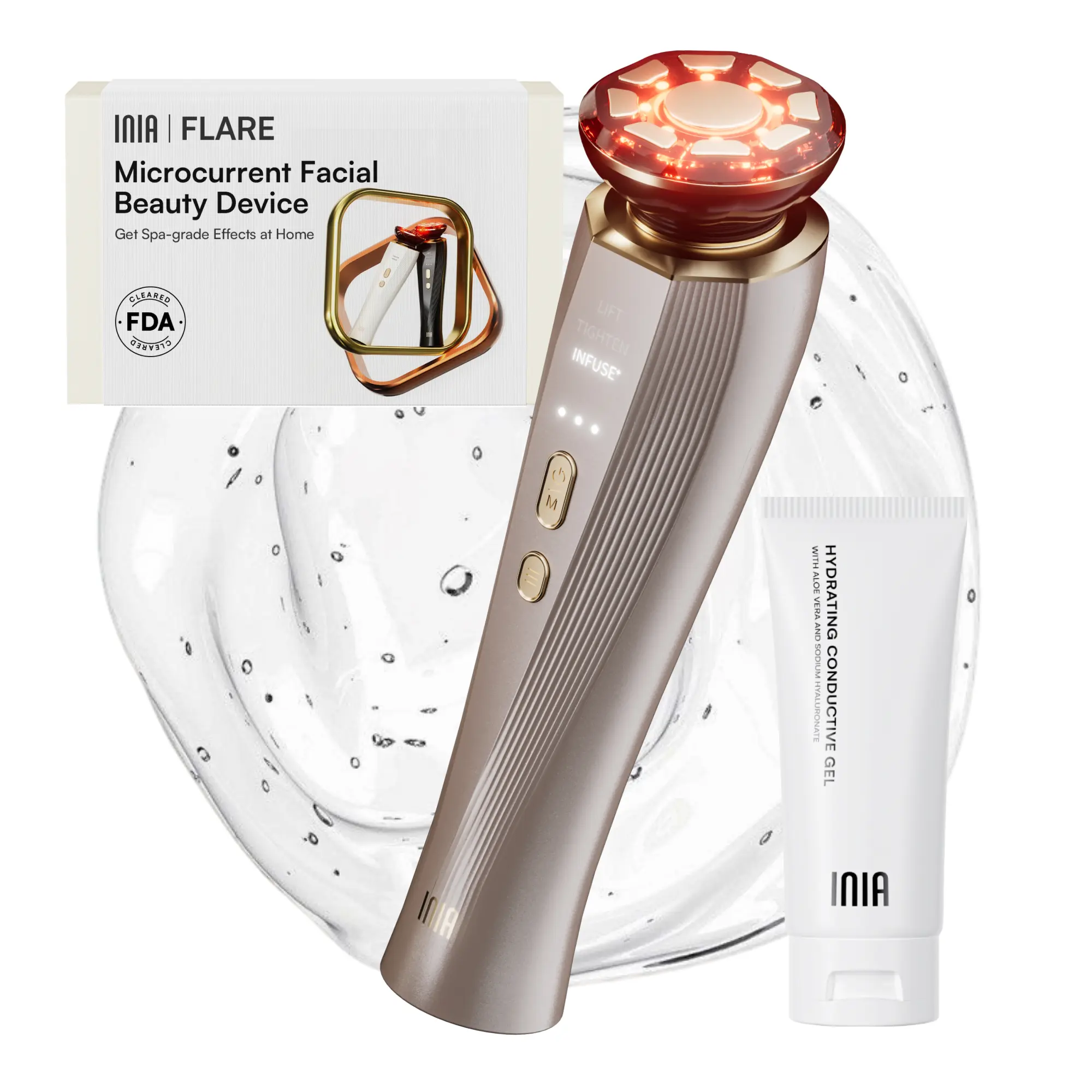 [New Color Drop] INIA FLARE All-in-One Facial Beauty Device, 3-in-1 Facial Massager Beauty Device for Face and Neck Skin Rejuvenation Lifting/ Tightening/ Infusing, Summer Beauty Gift Ideas,back to school,back to school haul